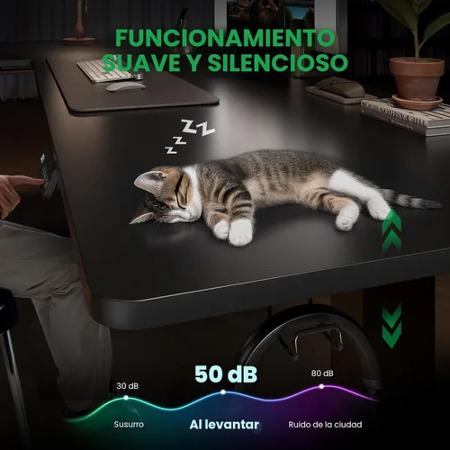 Vista 8 de SIAGO Escritorio de pie en forma de L, escritorio de pie ajustable de esquina de 63 x 55 pulgadas con estación de carga, mesa de pie en forma de L