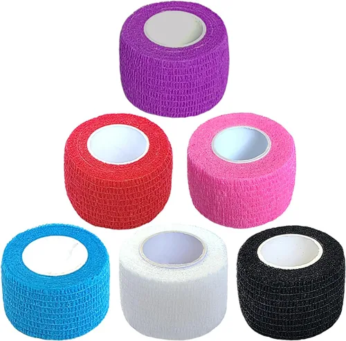 Vista 13 de Hysiwen Paquete de 6 vendajes autoadhesivos de 1 pulgada x 5 yardas, envoltura cohesiva transpirable y cohesiva autoadhesiva para deportes, Negro