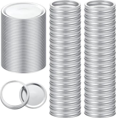Vista 8 de Tapas para conservas Ball Kerr con anillos - Tapas y anillos divididos, material de grado alimenticio, 100% ajuste y hermético para frascos de boca