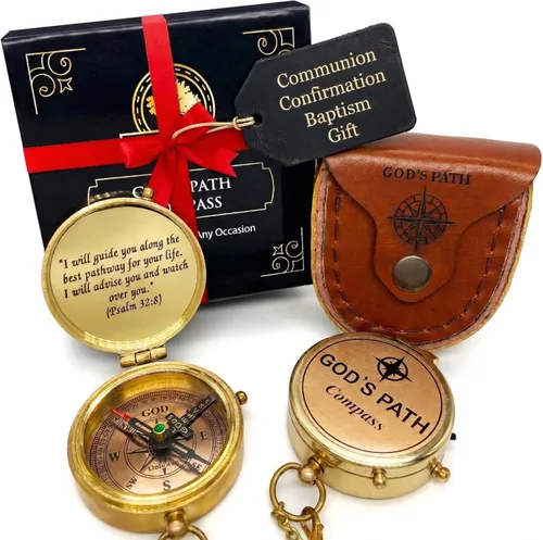 Brújula del Camino de Dios – Regalo de Comunión y Confirmación para Adolescentes | Regalos Religiosos de Bautizo para Hombres, Cristianos,