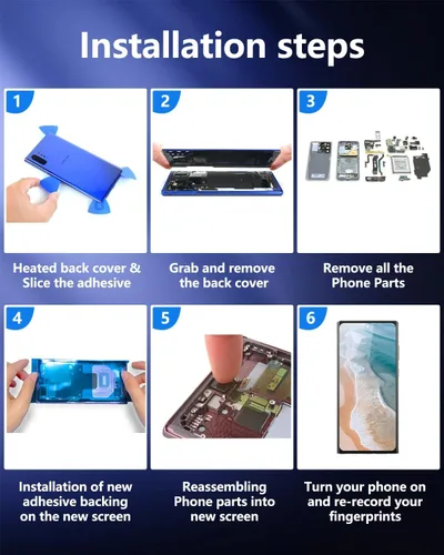 Vista 6 de Reemplazo de pantalla OLED para Samsung Note 10 Plus 5G con marco y sensor de huellas dactilares, incluye kit completo de herramientas y guía