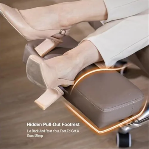 Vista 5 de Big and Tall Office Chair Leather Executive Heavy Duty Ergonomic Computer Desk Chair with Adjustable Lumbar Support Headrest and Footrest High Back