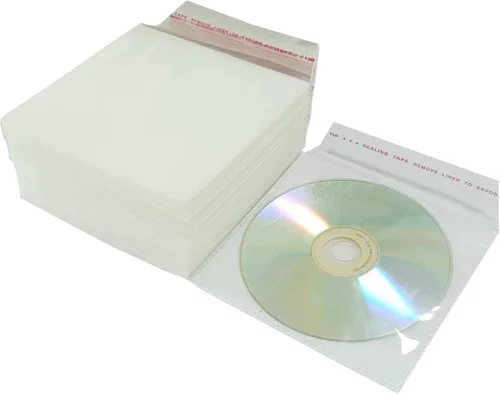 Vista 11 de Paquete de 100 fundas de plástico de repuesto de doble cara para CD y DVD, material grueso no tejido de doble cara para almacenamiento de CD y DVD