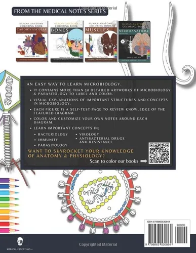 Vista 2 de Microbiology Coloring Book Basic Medical Notes Anatomy and Physiology Study Workbook for Medical and Nursing Students