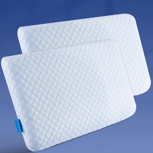 Vista 9 de Almohada plana fina para dormir – almohada ultra delgada de espuma viscoelástica con enfriamiento de 1.75" para dormir boca abajo y de espalda