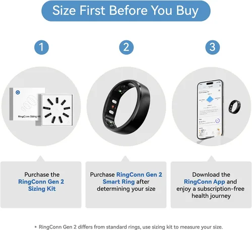 Vista 3 de RingConn Smart Ring Sizing Kit - Size First Before Purchase - Sizes 6 to 14 - Find the Perfect Ring Size Smart Ring