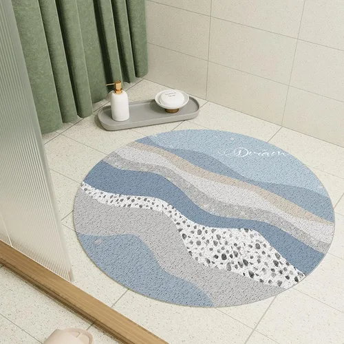 Alfombra redonda de moda, alfombra circular gris y azul para sala de estar, dormitorio, mesita de noche, alfombra de decoración del piso del hogar,