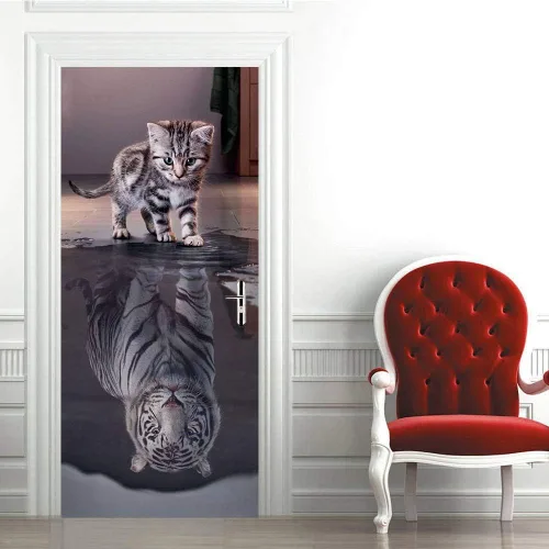 Vista 117 de 3D Pegatina de pared adhesiva para puerta - Poster de película de escaleras antiguas Premium PVC impermeable para pared de dormitorio y sala