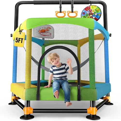 Twinkoo Toddler Trampoline for Kids with Foam Handle, Anti-Tilt Frame & Thick Padded Spring Cover, Indoor Outdoor Mini Trampoline, Easy Assembly