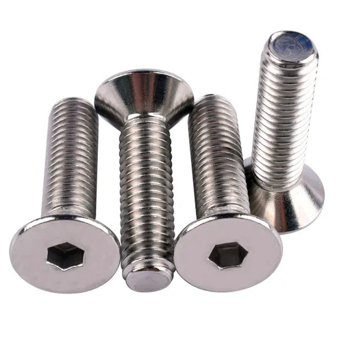 Vista 7 de Tornillos avellanados de cabeza plana de 1/4-20 x 1-1/2", pernos de casquillo hexagonal, acero inoxidable 304 18-8, rosca de máquina completa