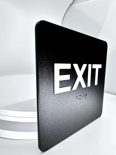 Vista 3 de ADA EXIT Sign Braille grado II, 6 x 6 pulgadas, cinta de doble cara (negro/blanco)