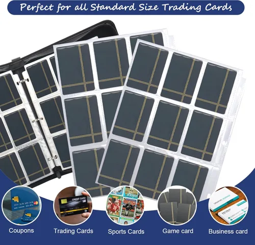 Vista 4 de 9 Pockets Trading Card Binder, 990 Pockets Card Binder with Sleeves Card Organizer, Card Collection Binder with Zipper Baseball Card Binder for