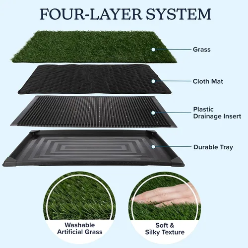 Vista 6 de Almohadilla de Césped Artificial para Orina de Cachorros para Perros y Mascotas Pequeñas - Almohadillas de Césped Reutilizables de 4 Capas de 16x20