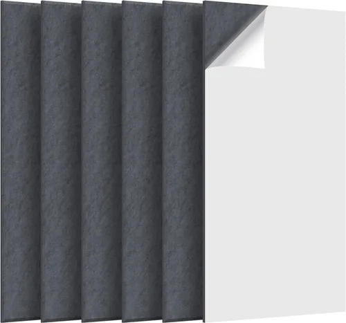 Vista 9 de Paneles acústicos autoadhesivos grandes, paneles acústicos de 47.2 x 23.6 x 0.4 pulgadas, paquete de 6 paneles insonorizados de alta densidad