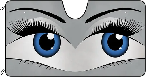 Vista 9 de Parasol para parabrisas de automóvil, con ojos azules hermosos personalizados, divertido, parabrisas frontal, reflector de rayos UV, protector