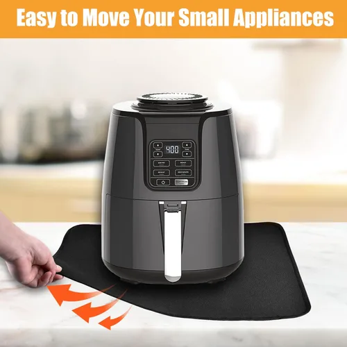 Vista 5 de Alfombrilla resistente al calor para freidora de aire, freidora profunda, horno, almohadillas calientes negras de 12 x 14 pulgadas para protector