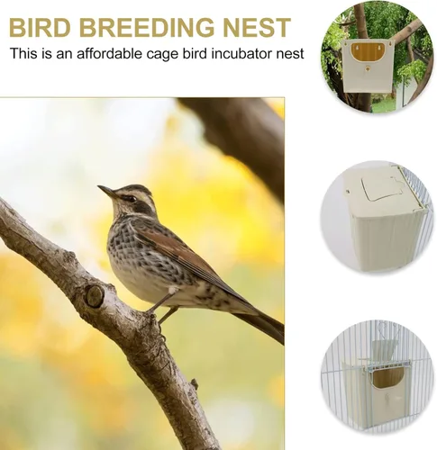 Vista 3 de Alipis Cajas de anidación de casa de pájaros, caja de plástico para periquitos, caja de cría de loros de plástico, para colgar pajaritos, casa
