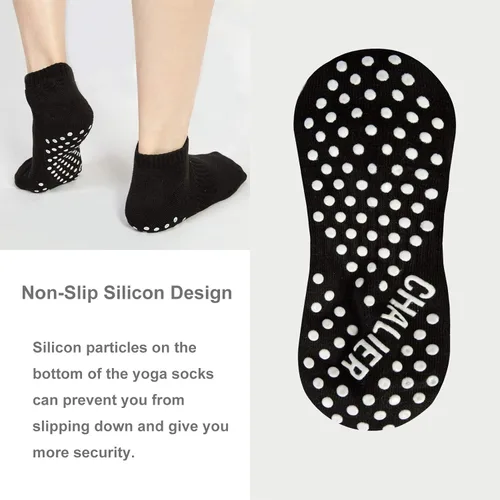 Vista 2 de Non Slip Yoga Socks for Women 6 Pairs Ankle Low Cut Pilates Barre Socks with Grips