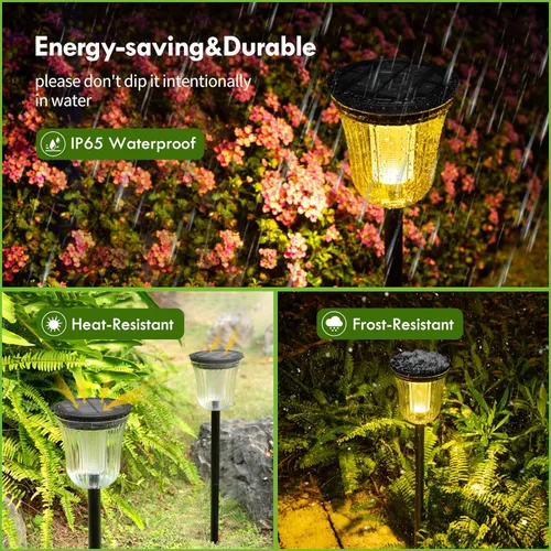 Vista 3 de Luces solares para caminos al aire libre, luces solares para exteriores, impermeables, IP65, 200 lúmenes, luces solares de encendido/apagado