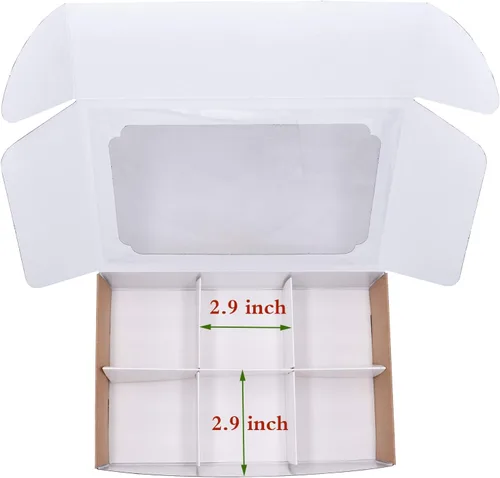 Vista 3 de Zealax Cajas de Panadería Kraft con Ventana y Divisores, Embalaje de Galletas, Pequeñas Golosinas para Regalar, Cajas de Macarons, Cajas
