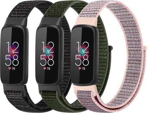 Vista 14 de Correas de nailon compatibles con correas Fitbit Luxe, correas deportivas de tela transpirable ajustable Solo Loop, pulsera de repuesto suave