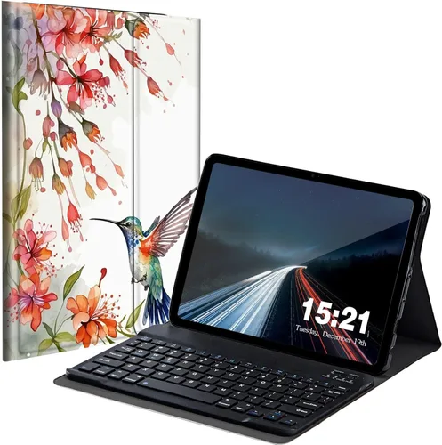 Vista 12 de Funda de teclado para Samsung Galaxy Tab S6 Lite 2022/2020, Galaxy Tab S6 Lite SM-P610/P613/P615/P619 con teclado Bluetooth inalámbrico desmontable