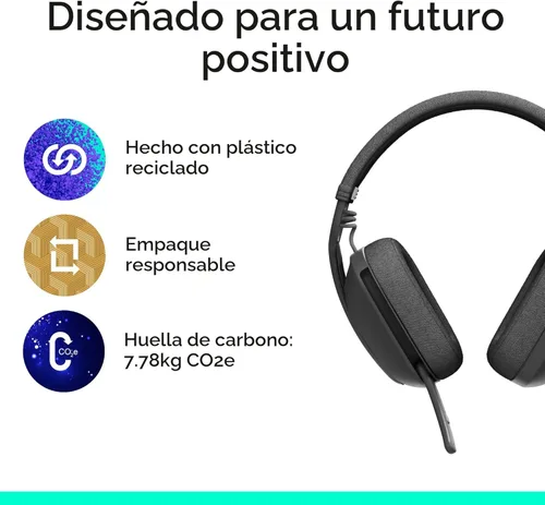 Vista 9 de Logitech Zone Vibe 100 - Auriculares inalámbricos ligeros sobre la oreja con micrófono de cancelación de ruido, auriculares Bluetooth multipunto