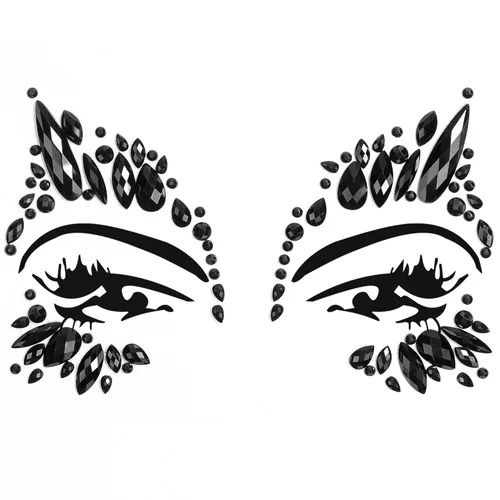 U-Goforst Gemas faciales adhesivas – Joyas negras para la cara pegadas en maquillaje de Halloween, disfraces de Halloween para mujeres, calcomanías