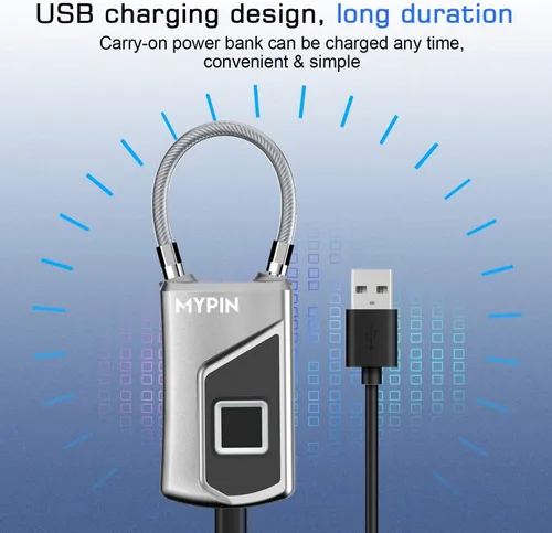 Vista 4 de Candado de huellas dactilares sin llave, impermeable, inteligente, ideal para gimnasio, puerta, equipaje, maleta, mochila, bicicleta u oficina