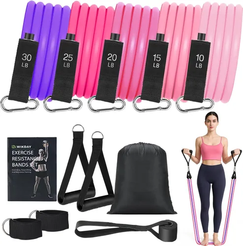 Vista 18 de WIKDAY Exercise Resistance Bands with Handles for Working Out Workout Bands Set with Door Anchor for Physical Therapy, Yoga, Pilates