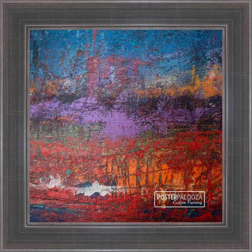 Vista 2 de Poster Palooza 5x5 Inch Contemporary Pewter Complete Wood Square Picture Frame with UV Acrylic Plexiglass, Foam Board Backing & Hardware Included