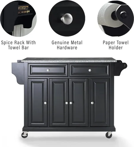 Vista 158 de Crosley Furniture isla de cocina con ruedas, Madera, Blanco