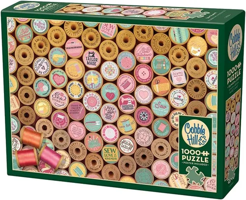 Vista 4 de Cobble Hill - Rompecabezas de 1000 piezas - ¡Sew Happy! - Póster de muestra incluido