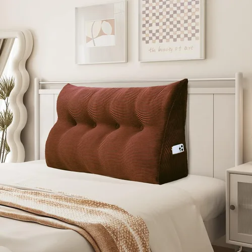 Vista 45 de Almohada de cuña para sentarse en la cama, almohada de lectura para adultos, soporte para respaldo, almohada de cabecero, sofá cama, cojín de Negro