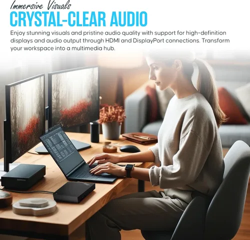 Vista 6 de 40AF0135US Lenovo Docking Station Dual Monitor Hybrid USB-C con USB-A - Base Thinkpad con 135W Adap TER, HDMI, DisplayPort, cable USB C y paño