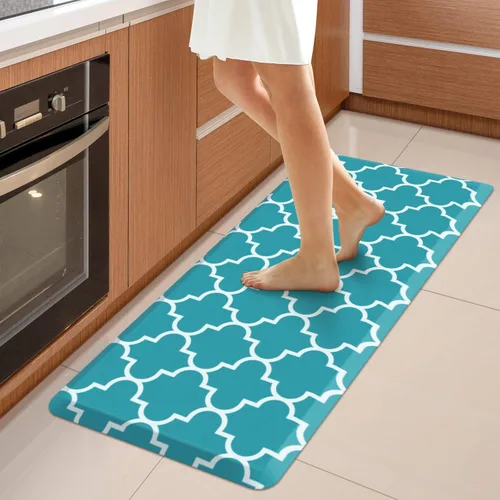 Vista 55 de WISELIFE Tapete de cocina acolchado antifatiga, 17.3 x 28 pulgadas, antideslizante, resistente, de PVC, ergonómico, impermeable, cómodo
