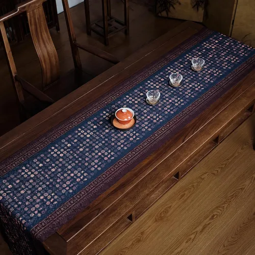 Vista 14 de Extra Long 2-Piece Table Runner Set 118, Waterproof Banquet Table Decor, Double Sided Event Cloth, Heavy Duty Tea Mat, Washable Reversible Brocade