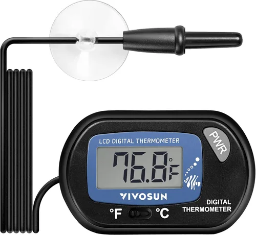 VIVOSUN Termómetro digital LCD para acuario, tanque de peces, temperatura de terrario de agua con ventosa para tortuga, paquete de 1