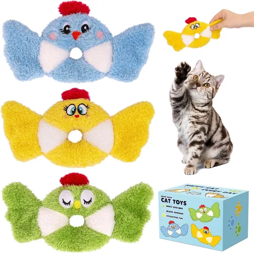 Vista 11 de Retro Shaw Juguetes de hierba gatera de ganchillo, 6 piezas de hilo para pezón de gato, ratones seguros para limpieza de dientes, juguete masticable