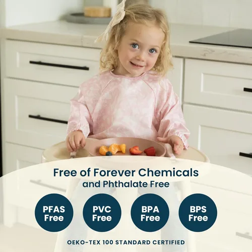 Vista 7 de Tiny Twinkle - Babero a prueba de suciedad para bebés y niños pequeños, bonito, de manga larga, impermeable, lavable a máquina, cierre a prueba