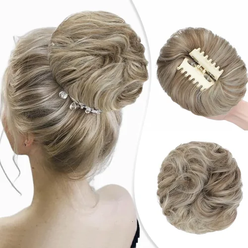 Moño desordenado, clip de garra, moño desordenado, ondulado, rizado, extensiones de moño de cabello despeinado, moños de cabello recogido, clip de