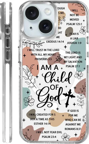 Vista 38 de Funda para iPhone 13/14 [compatible con Magsafe], funda magnética transparente de silicona a prueba de golpes con patrón de versículos de la Biblia