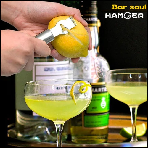 Vista 7 de Limón Zester Rallador Canal Cuchillo de Mano para Bar Cocina Juego de Herramientas de Acero Inoxidable