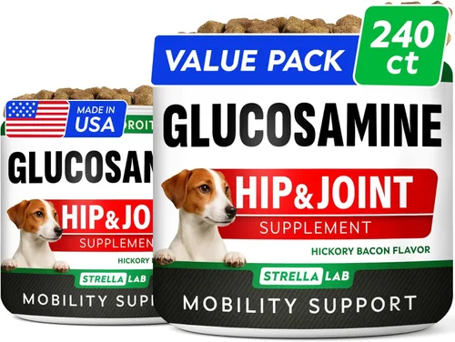Vista 10 de Glucosamina para perros grandes – Suplemento articular de raza grande con aceite de pescado Omega-3 – Condroitina, MSM – Masticables de movilidad
