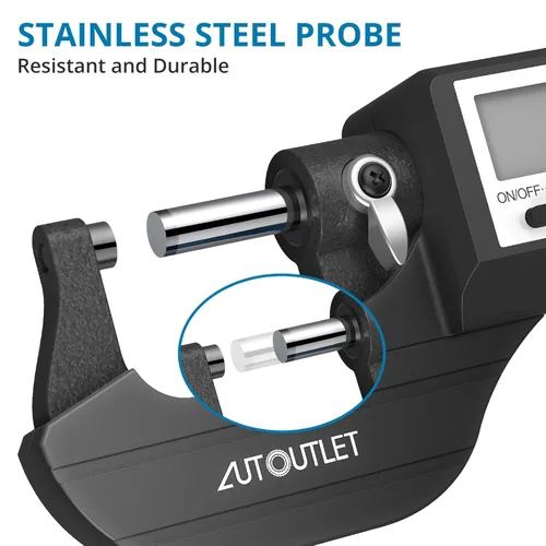 Vista 3 de AUTOUTLET 0.000-0.984 in/0-1 micrómetro digital - Herramienta de medición de precisión con sonda endurecida sinterizada de acero inoxidable