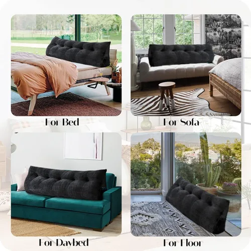 Vista 5 de Almohada grande triangular para cabecera con cuña, almohada de posicionamiento y apoyo para el respaldo, almohadas para reposo y lectura, almohadas