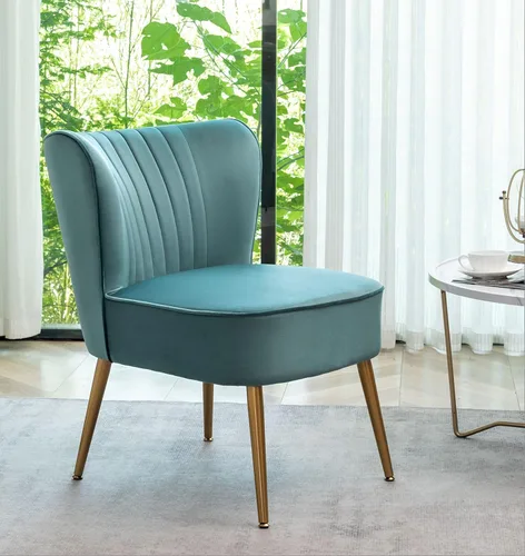Vista 73 de Silla moderna de terciopelo para sala de estar, dormitorio o entrada, diseño elegante y cómodo sin brazos con patas de metal, color negro