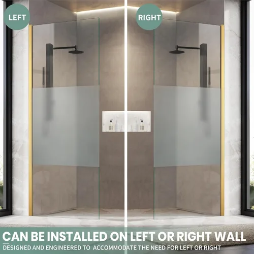 Vista 8 de Panel fijo de cristal de ducha de 34 pulgadas de ancho x 74 pulgadas de alto, panel de ducha esmerilado sin marco para ducha con vidrio templado