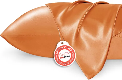 Vista 15 de Bedsure Paquete de 2 fundas de almohada de satén similares a las fundas de almohada de seda tamaño estándar, funda de almohada para mujeres que