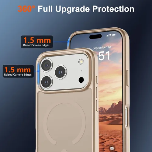 Vista 970 de SUPFINE - Funda magnética para iPhone 13 Pro Max (compatible con MagSafe), (protección contra caídas de grado militar de 10 pies), delgada, Negro